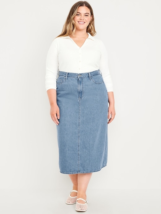 Image number 7 showing, High-Waisted Wow Jean Midi Skirt