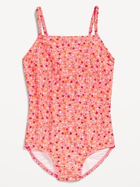 Image number 1 showing, Printed Back Cutout One-Piece Swimsuit for Girls