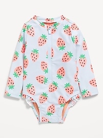 Image number 1 showing, Printed Zip-Front Rashguard One-Piece Swimsuit for Baby