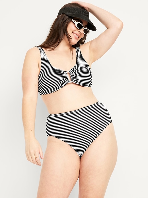 Image number 3 showing, High-Waisted Textured Bikini Swim Bottoms