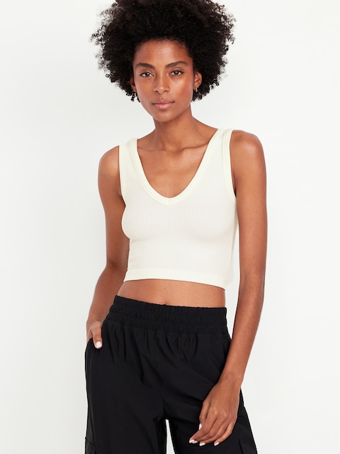 Camisole côtelée à col en V Zénitude sans coutures