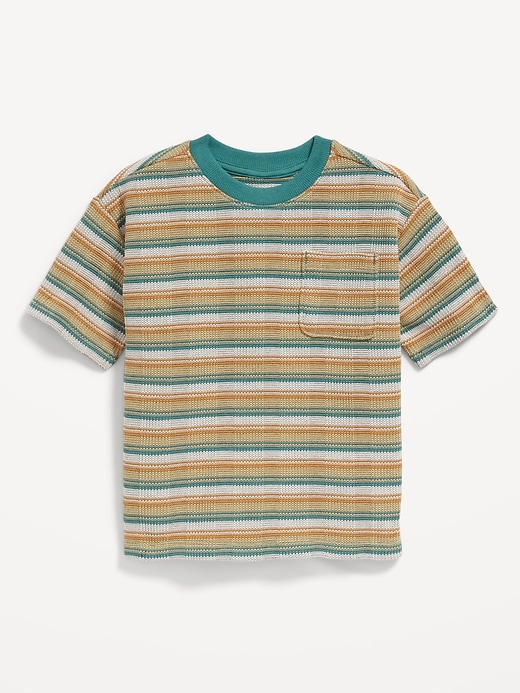 View large product image 1 of 1. Oversized Short-Sleeve Waffle-Knit Pocket T-Shirt for Toddler Boys