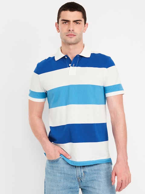 Classic Fit Striped Pique Polo