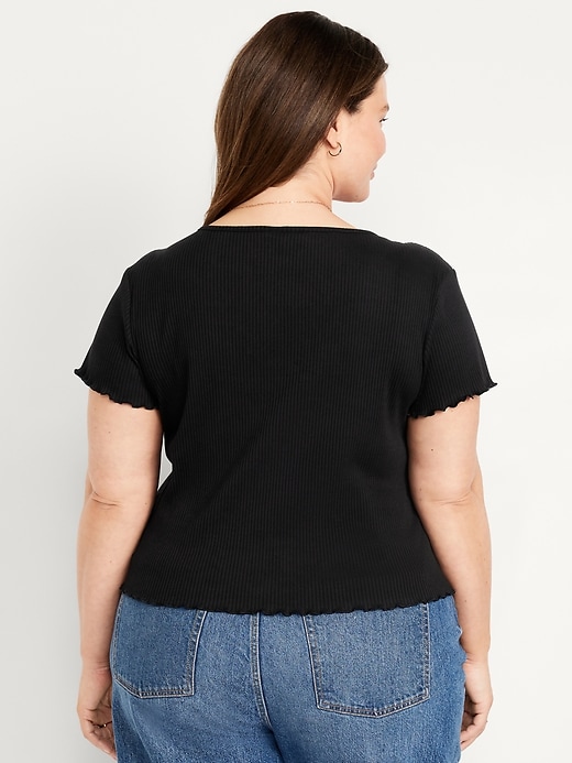 Image number 8 showing, Ribbed Button-Down Lettuce-Edge Top