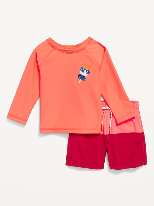 View large product image 1 of 1. Rashguard Swim Top & Trunks Set for Baby