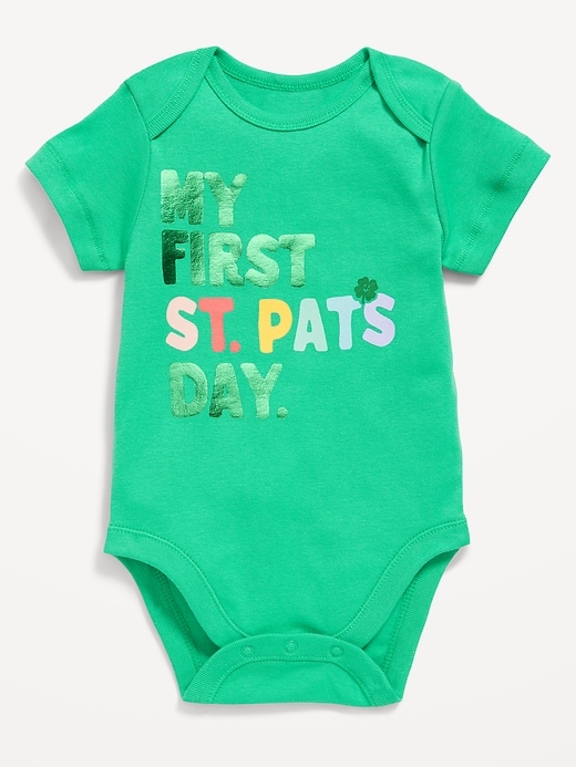 View large product image 1 of 2. Unisex Short-Sleeve Bodysuit for Baby