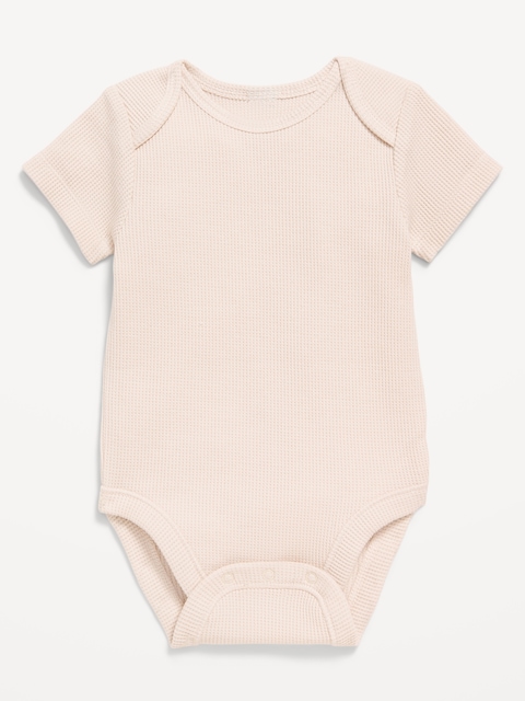 Unisex Short-Sleeve Waffle-Knit Bodysuit for Baby