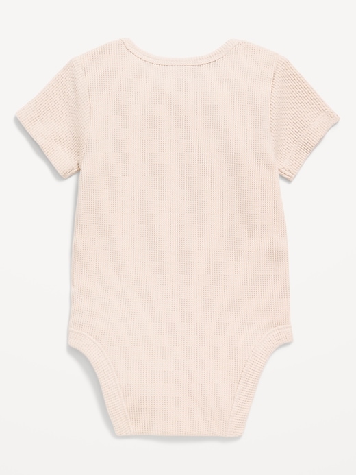 View large product image 2 of 2. Unisex Short-Sleeve Waffle-Knit Bodysuit for Baby