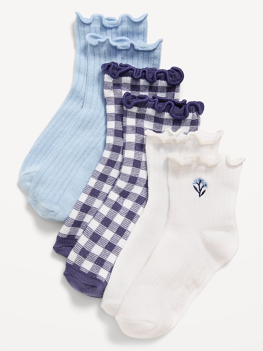 View large product image 1 of 1. Ruffle-Cuff Crew Socks 3-Pack for Toddler & Baby