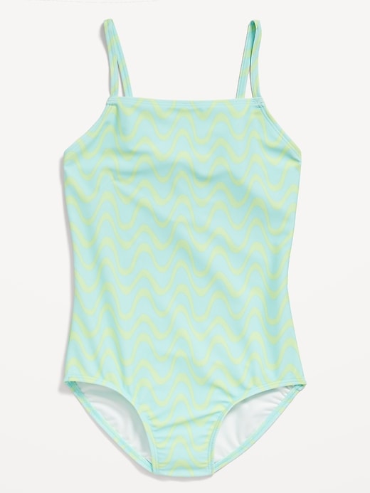 View large product image 1 of 1. Printed Back Cutout One-Piece Swimsuit for Girls