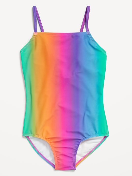 View large product image 1 of 1. Printed Back Cutout One-Piece Swimsuit for Girls