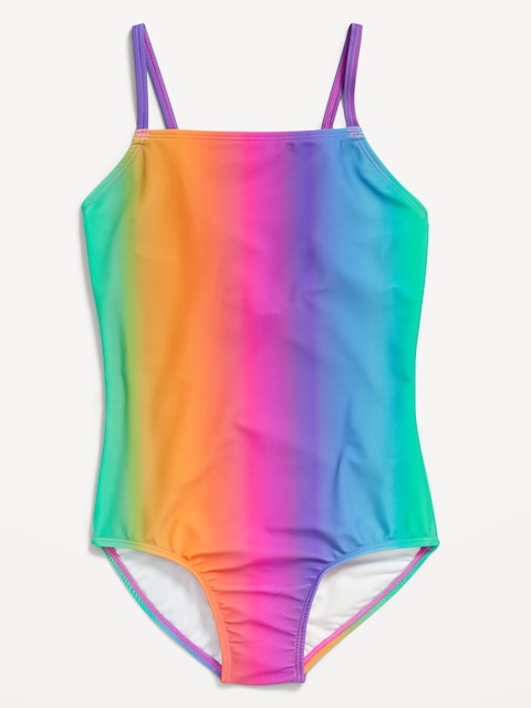 Printed Back Cutout One-Piece Swimsuit for Girls