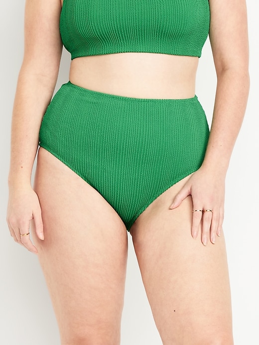 Image number 5 showing, High-Waisted Ribbed Bikini Swim Bottoms