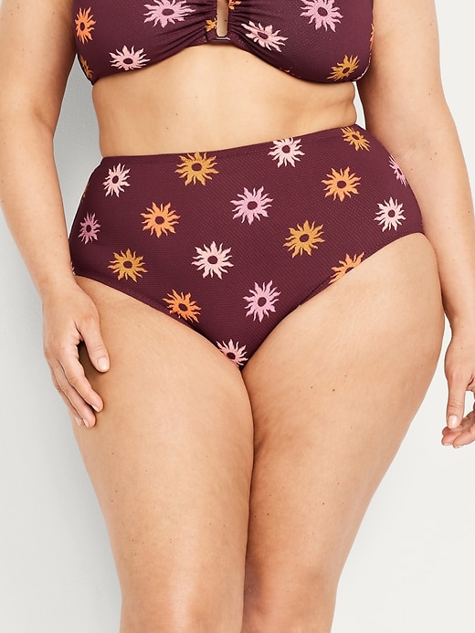 Image number 7 showing, High-Waisted Textured Bikini Swim Bottoms