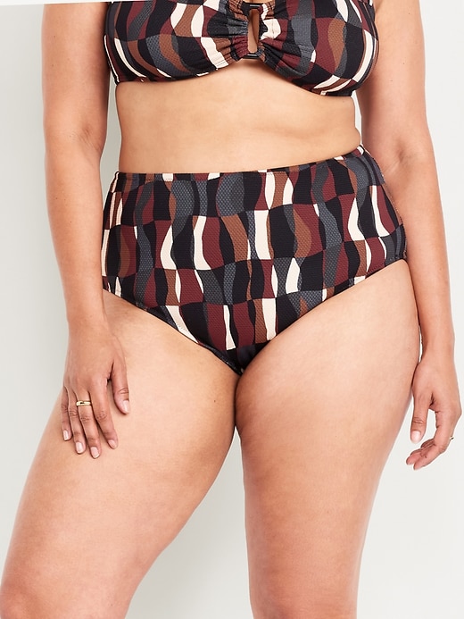 Image number 7 showing, High-Waisted Textured Bikini Swim Bottoms