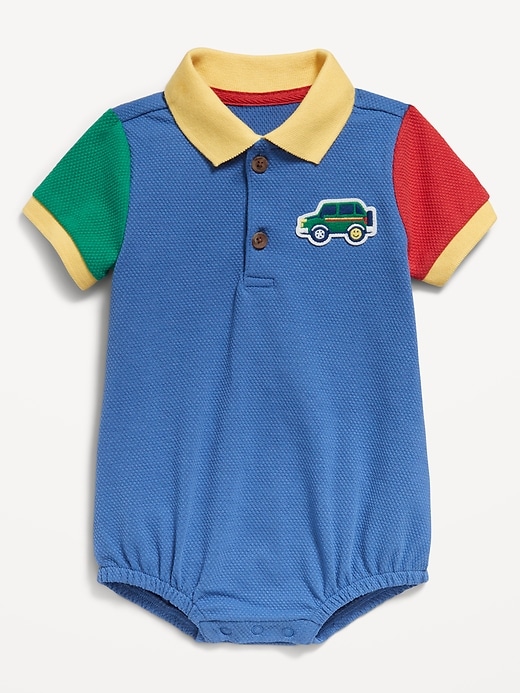 View large product image 2 of 2. Short-Sleeve Polo One-Piece for Baby