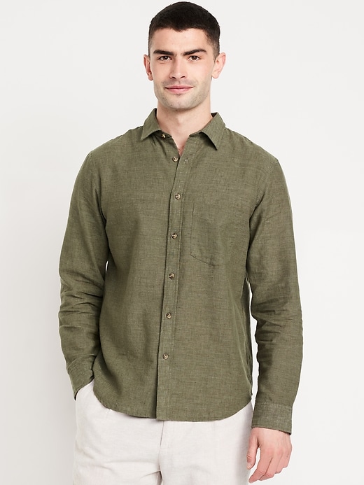 Image number 1 showing, Relaxed Fit Linen-Blend Shirt