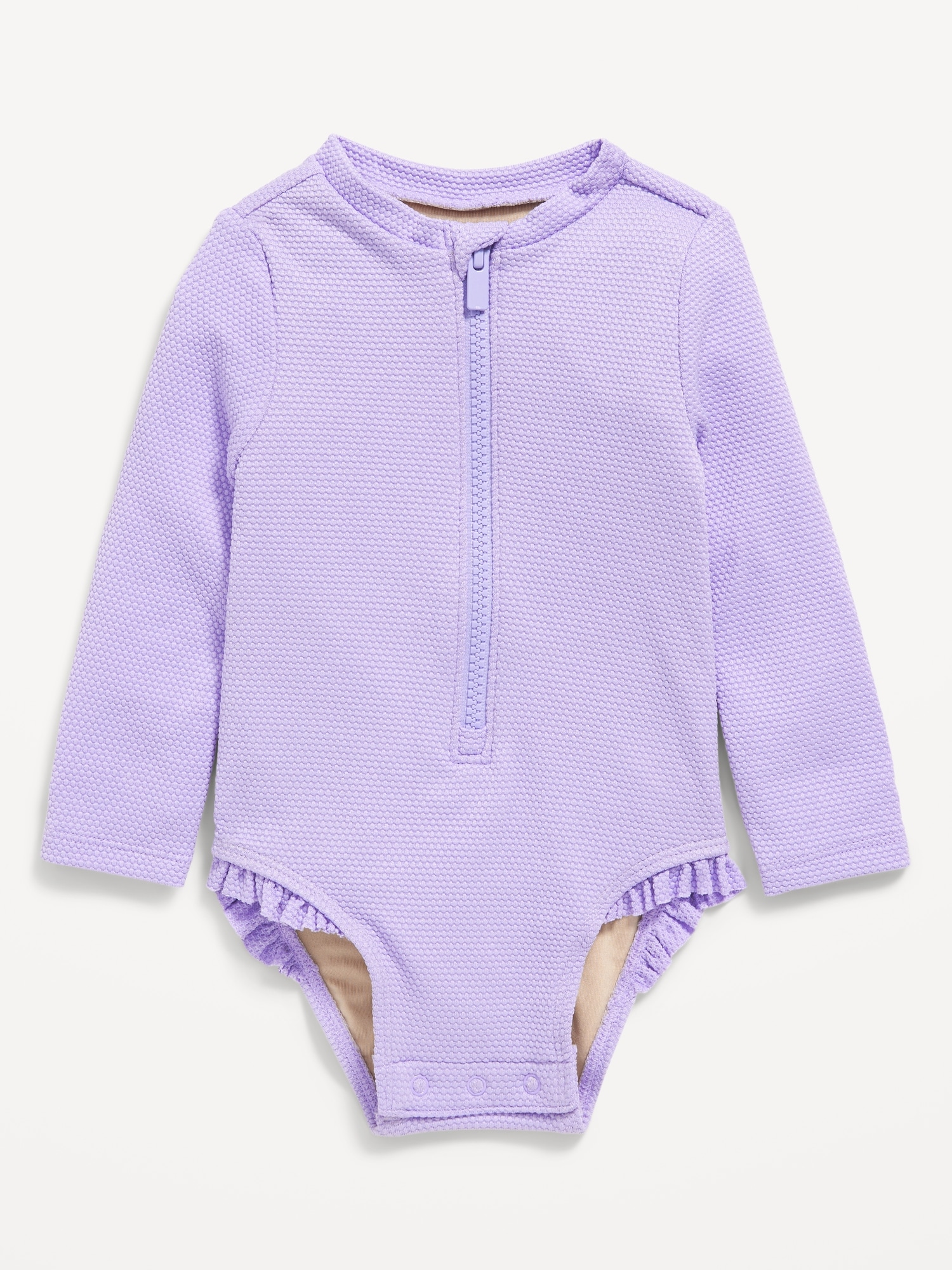 Maillot de bain anti-UV texturé une-pièce avec glissière sur le devant pour bébé