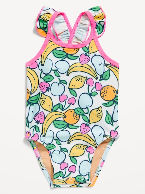 Maillot une-pièce à motif et à volants pour bébé