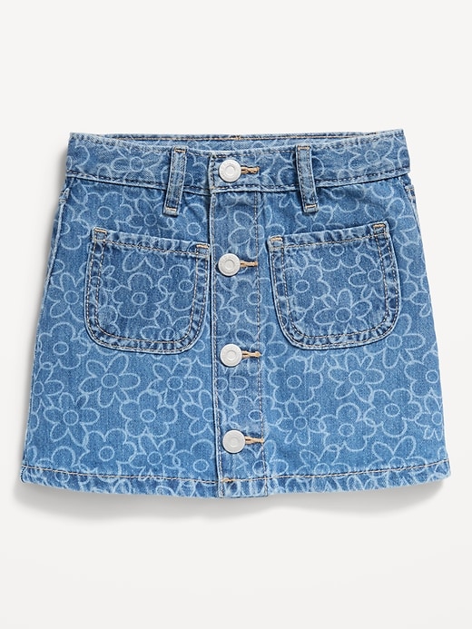 View large product image 1 of 1. Printed High-Waisted A-Line Button-Front Skirt for Toddler Girls