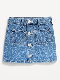 Image number 1 showing, Printed High-Waisted A-Line Button-Front Skirt for Toddler Girls