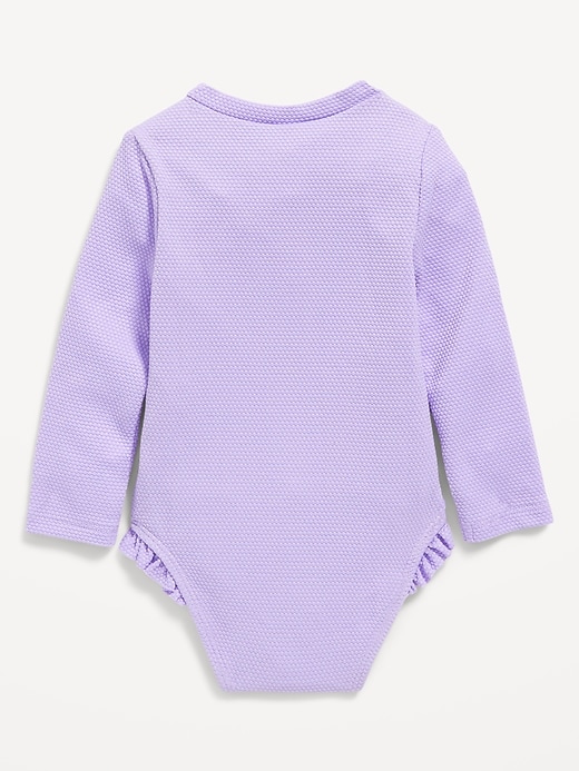 Voir une image plus grande du produit 2 de 2. Maillot de bain anti-UV texturé une-pièce avec glissière sur le devant pour bébé