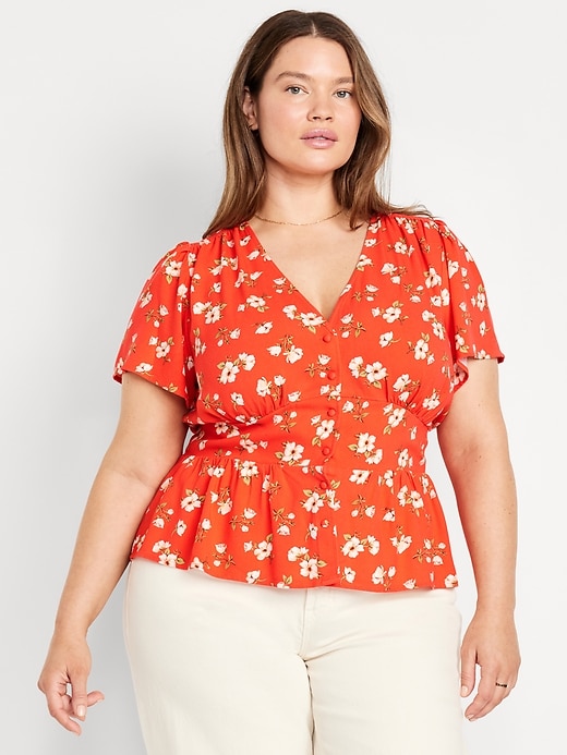 Image number 6 showing, V-Neck Button-Down Crepe Top