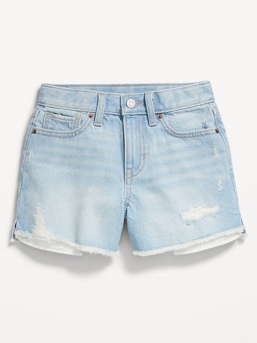 View large product image 2 of 3. High-Waisted Ripped Frayed-Hem Jean Shorts for Girls