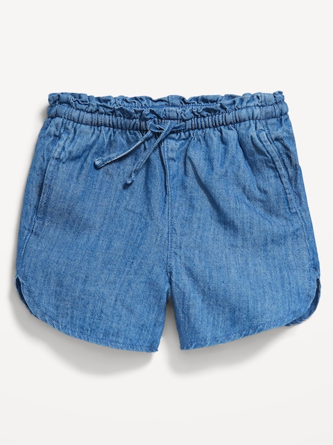 Dolphin-Hem Chambray Shorts for Toddler Girls
