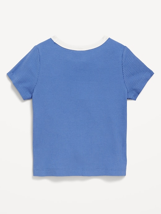 View large product image 2 of 2. Short-Sleeve Ribbed Graphic T-Shirt for Toddler Girls