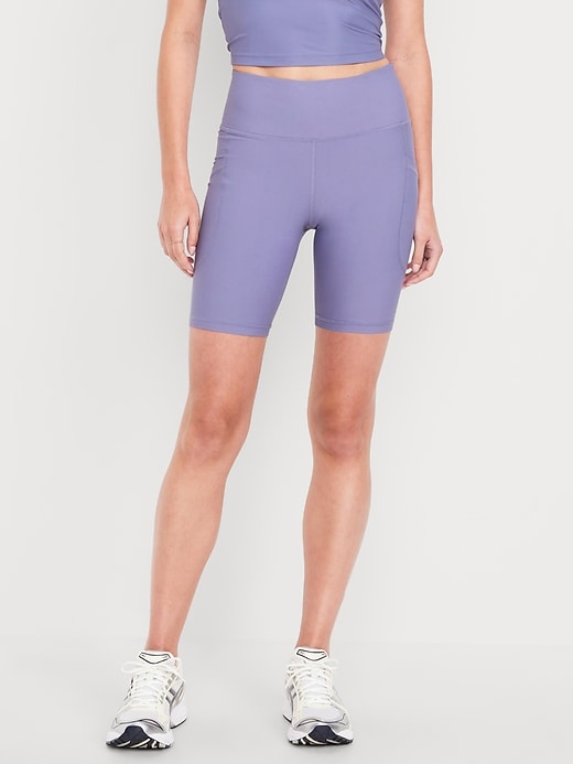 Image number 1 showing, High-Waisted PowerSoft Biker Shorts -- 8-inch inseam