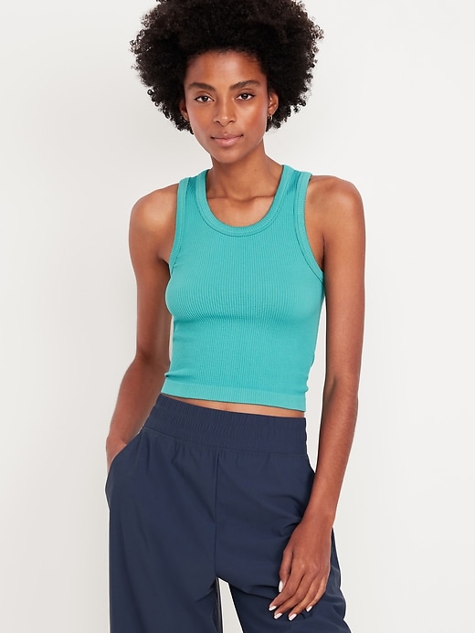 Image number 1 showing, Fitted Seamless Ribbed Tank Top