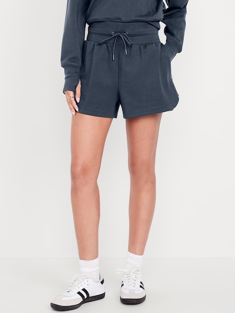 Extra High-Waisted Dynamic Fleece Sweat Shorts - Blue