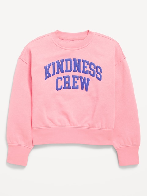 Vintage Oversized Crew-Neck Graphic Sweatshirt for Girls
