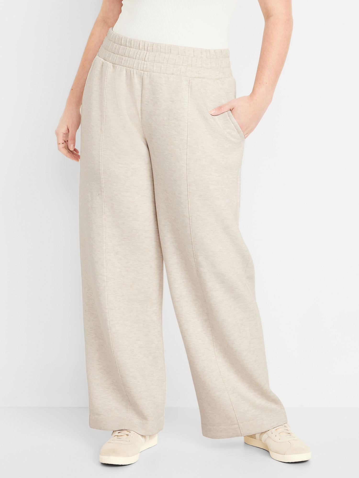 High-Waisted Bounce Fleece Wide-Leg Pants