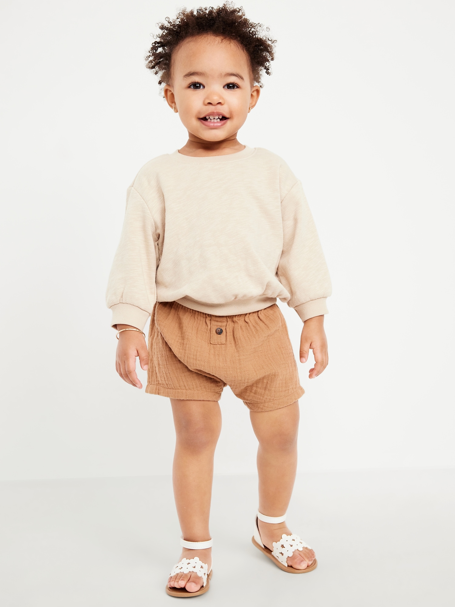 Double-Weave Button-Front Shorts for Baby