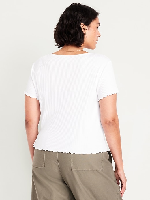 Image number 8 showing, Ribbed Button-Down Lettuce-Edge Top