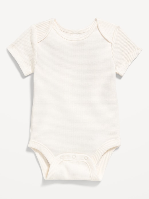 View large product image 1 of 2. Unisex Short-Sleeve Waffle-Knit Bodysuit for Baby