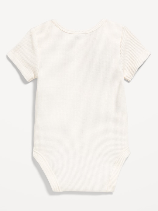 View large product image 2 of 2. Unisex Short-Sleeve Waffle-Knit Bodysuit for Baby