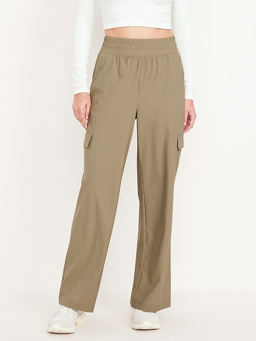 Image number 1 showing, High-Waisted SleekTech Wide-Leg Cargo Pants