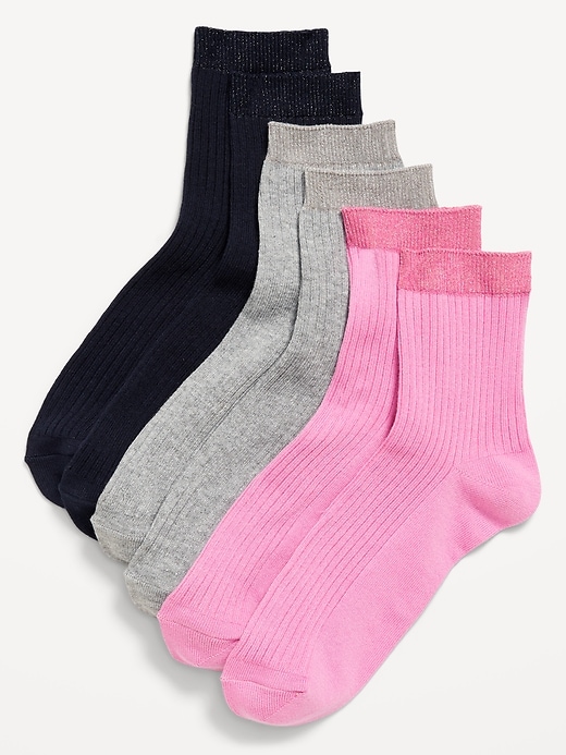 View large product image 1 of 1. Novelty Quarter Crew Socks 3-Pack for Women