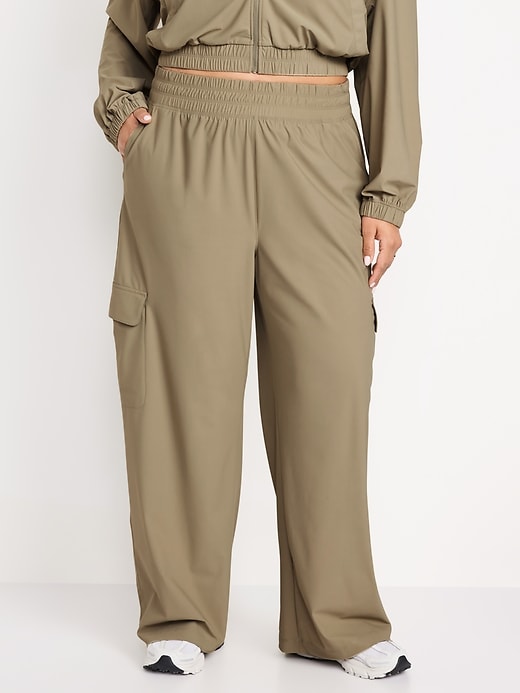 Image number 6 showing, High-Waisted SleekTech Wide-Leg Cargo Pants