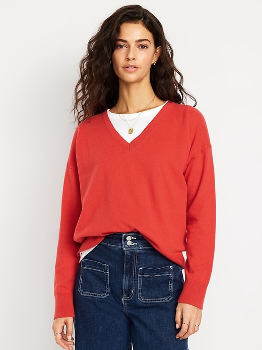 Image number 1 showing, SoSoft Lite Loose V-Neck Sweater