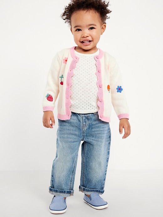 View large product image 1 of 2. Embroidered Button-Front Cardigan Sweater for Baby