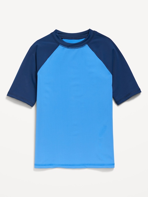 Raglan-Sleeve Rashguard Swim Top for Boys