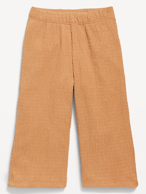 Pantalon texturé court à jambe large à taille extensible pour toute-petite fille