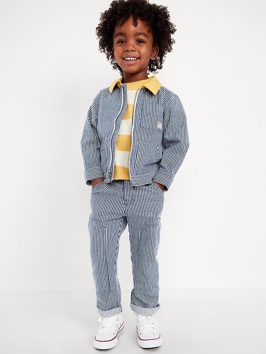 View large product image 1 of 2. Loose Collared Zip-Front Utility Jacket for Toddler Boys