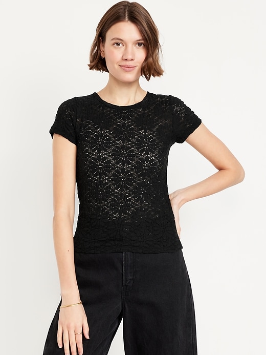 Image number 1 showing, Lace Crew-Neck Top