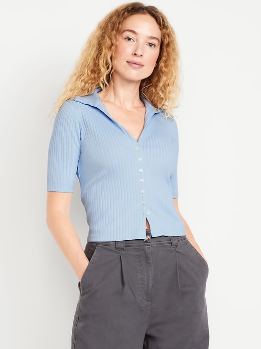 Image number 1 showing, Ribbed Button-Down Polo