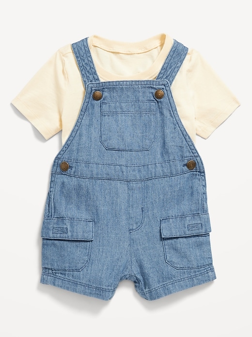 View large product image 1 of 1. Short-Sleeve T-Shirt and Shortalls Set for Baby